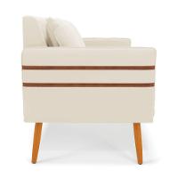 Namoradeira 02 Lugares Mari Veludo Bege Pés Palito Castanho - D'rossi - 6