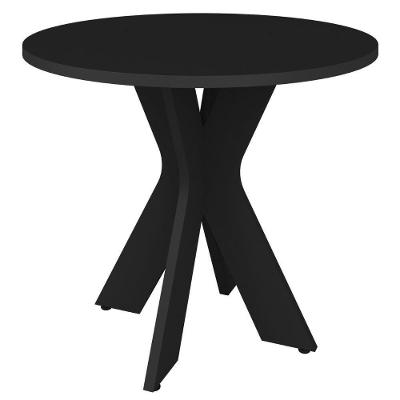 Mesa Sun 4 Lugares Redonda Tampo MDF 90CM Preto Fosco Artany