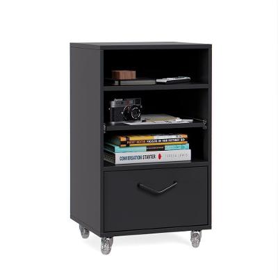 Organizador Mini Organizador 1 Gaveta Steel Moderno MDF MDP com Rodízios Preto EJ Móveis