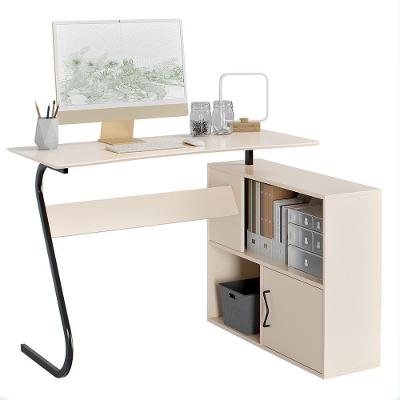 Escrivaninha em l Office Steel Moderno sem Gavetas 110CM Off White EJ Móveis