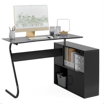 Escrivaninha em l Office Steel Moderno sem Gavetas 110CM Preto EJ Móveis