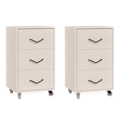 Kit 2 Gaveteiros 3 Gavetas Steel Moderno MDF-MDP Off White EJ Móveis 40CM