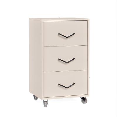 Gaveteiro Steel Moderno 3 Gavetas MDF MDP com Rodízios Off White EJ Móveis 40CM