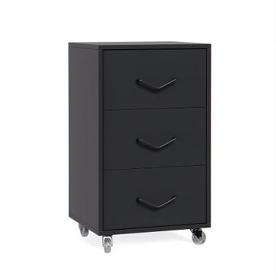 Gaveteiro Steel Moderno 3 Gavetas MDF-MDP com Rodízios Preto EJ Móveis