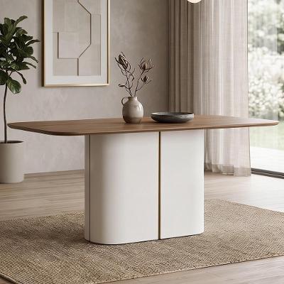 Mesa de Jantar Lille N02 6 Lugares Retangular MDF Off White e Cinamomo Mpozenato
