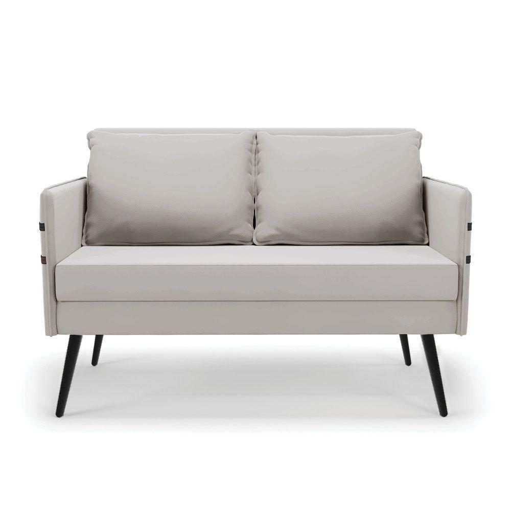 Namoradeira 02 Lugares Mari Veludo Pés Palito De Ferro - D'rossi Cor Cinza - 7