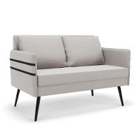 Namoradeira 02 Lugares Mari Veludo Pés Palito De Ferro - D'rossi Cor Cinza - 1