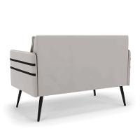 Namoradeira 02 Lugares Mari Veludo Pés Palito De Ferro - D'rossi Cor Cinza - 5