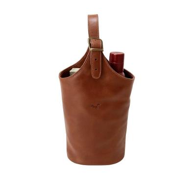 Porta Vinho em Couro Legítimo Zup 2 Garrafas com Alça Ajustável para Presente Whisky