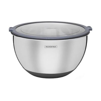 Bowl Cucina para Armazenamento em Aço Inox com Tampa Plástica Vedação Hermética Prata Tramontina 5L