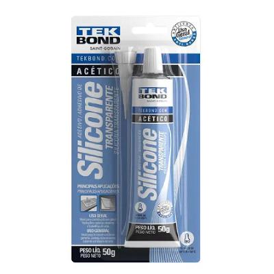 Adesivo de Silicone Acetinado 50G Antifungo com Alta Elasticidade Transparente Tekbond
