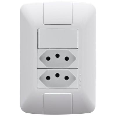 Conjunto de Interruptor e Tomadas Aria 1 Simples 6A 250V 2P+T 20A 250V Branco Tramontina