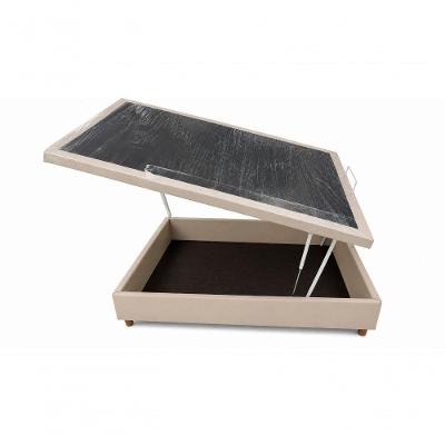 Cama Box com Baú Casal Box Bau Mdp 138 Tecido 01 Bege Estrutura MDF-MDP com Baú Pneumático Bege