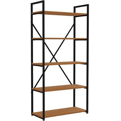 Estante Industrial LI006 5 Prateleiras Metal-MDP 72CM Canela e Preto