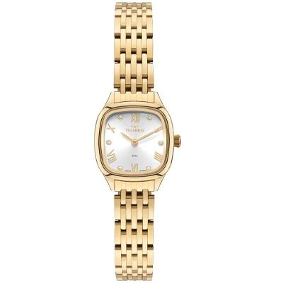 Relógio Feminino 2025LVG-1K Analógico Aço Inox Mini Dourado Mostrador Prata Technos