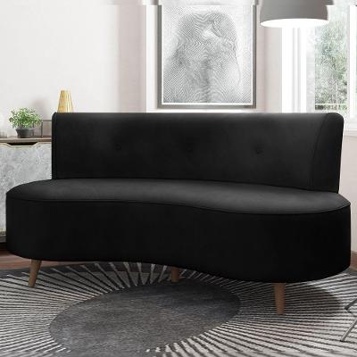 Sofá Living 2 Lugares 160cm Aang Pés Palito Veludo Preto G33 - Gran Belo