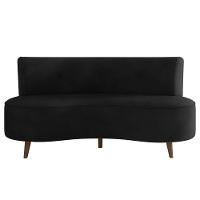 Sofá Living 2 Lugares 160cm Aang Pés Palito Veludo Preto G33 - Gran Belo - 9