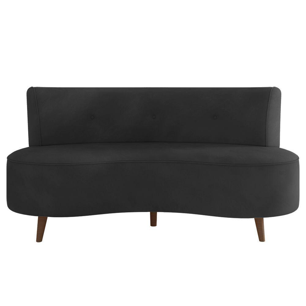 Sofá Living 2 Lugares 135cm Aang Pés Palito Veludo Grafite G33 - Gran Belo - 5