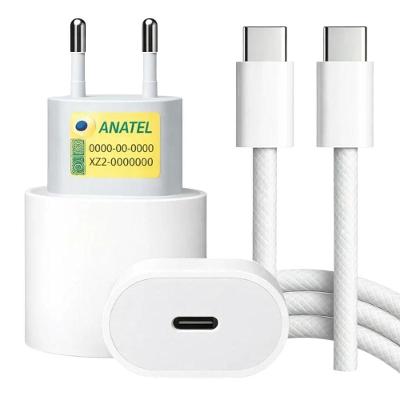 Carregador de Tomada USB-C MDM com Power Delivery e Cabos Tipo C e Lightning Branco
