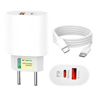 Carregador de Celular MDM 20W Turbo Branco com Cabo Tipo C e Lightning 1 Unidade