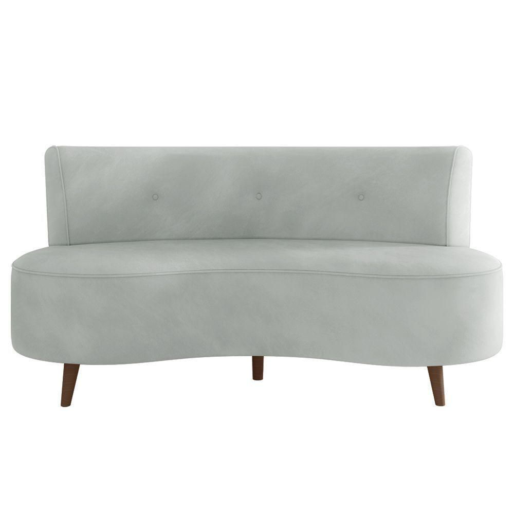 Sofá Living 2 Lugares 135cm Aang Pés Palito Veludo Cinza Claro G33 - Gran Belo - 5