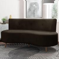 Sofá Living 2 Lugares 135cm Aang Pés Palito Veludo Marrom G33 - Gran Belo - 1