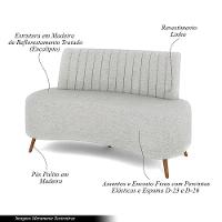 Sofá Living Decorativo 2 Lugares 1,60m Katara Cinza Claro Linho G33 - Gran Belo - 2
