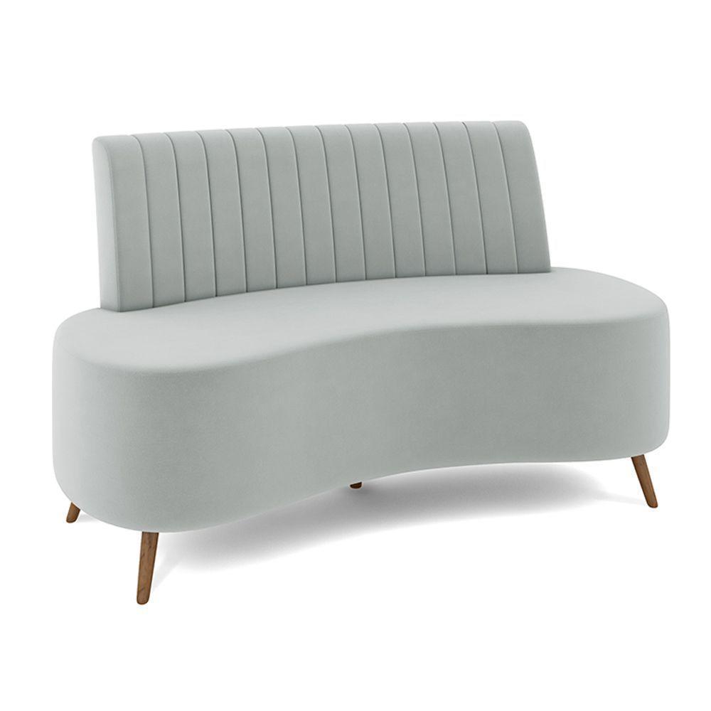 Sofá Living Decorativo 2 Lugares 1,35m Katara Cinza Claro Veludo G33 - Gran Belo - 2