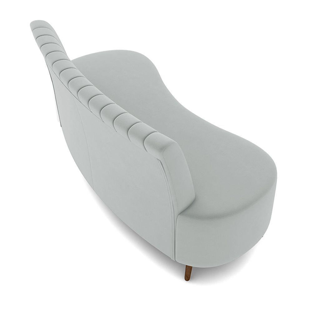 Sofá Living Decorativo 2 Lugares 1,35m Katara Cinza Claro Veludo G33 - Gran Belo - 7