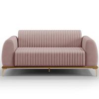 Sofá 3 Lugares Molino 210 Cm Pés D'ouro Veludo Rosê C-305 - 5