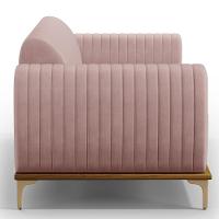 Sofá 3 Lugares Molino 210 Cm Pés D'ouro Veludo Rosê C-305 - 11