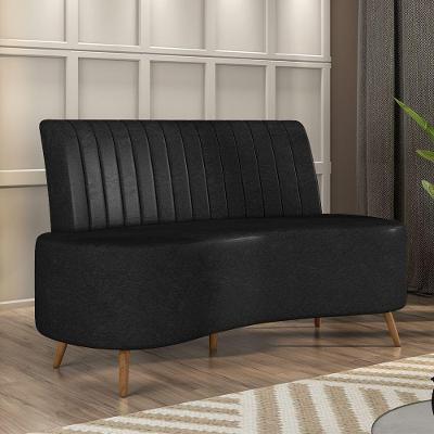 Sofá Living Decorativo 2 Lugares 1,60m Katara Preto Corino G33 - Gran Belo