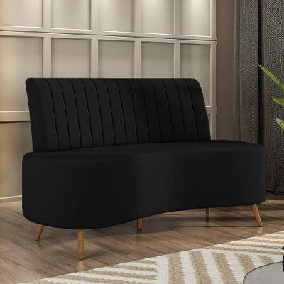 Sofá Living Decorativo 2 Lugares 1,60m Katara Preto Veludo G33 - Gran Belo