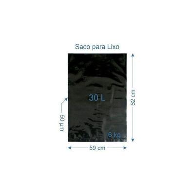 Saco para Lixo Reforçado 30L Plástico Preto Higipack 200 Unidades
