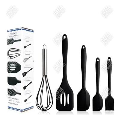 Utensílio de Cozinha Kit 5 Peças Espátula Fue Pincel Silicone Multiuso para Culinária Higipack