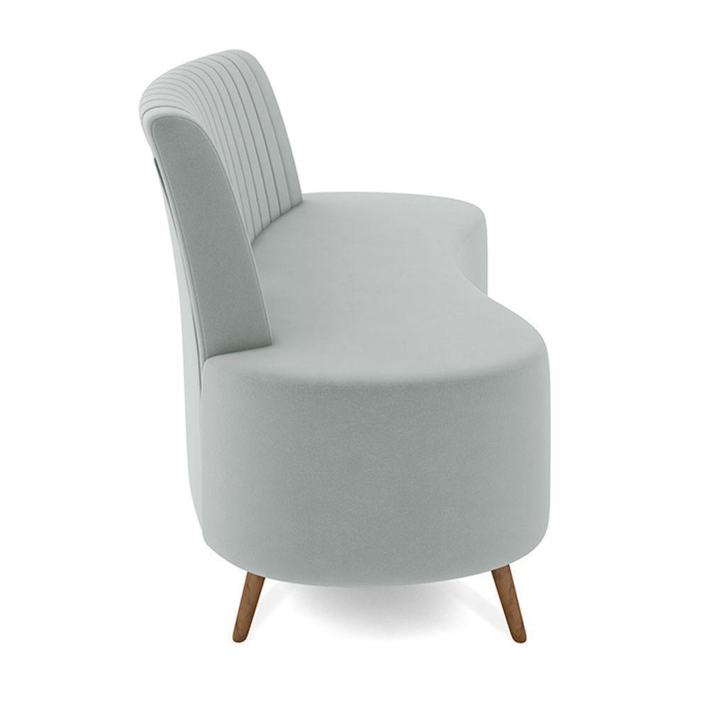 Sofá Living Decorativo 2 Lugares 1,60m Katara Cinza Claro Veludo G33 - Gran Belo - 5