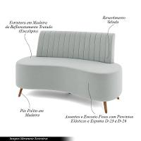 Sofá Living Decorativo 2 Lugares 1,60m Katara Cinza Claro Veludo G33 - Gran Belo - 8