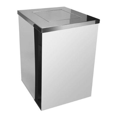 Lixeira Quadrada 100L Aço Inox Abertura Basculante Inox Higipack