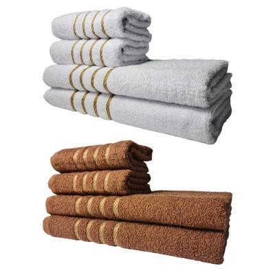 Kit 8 Toalhas Montreal 100% Algodão 330g-m2 Macias Branco e Marrom Toalhas Beka
