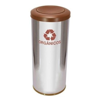 Lixeira Aço Inox 22L com Tampa Meia Esfera Plástica Removível Marrom Higipack