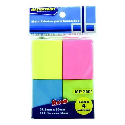 Bloco Adesivo Masterprint MA MP-2001 Neon 37.5X50MM 400 Folhas