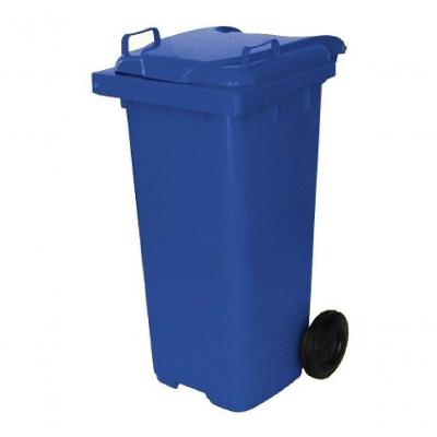 Lixeira Conteiner Plastica 120L Manual com Rodas para Lavanderia Azul JSN