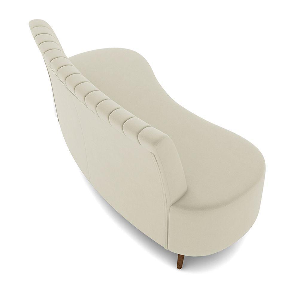 Sofá Living Decorativo 2 Lugares 1,35m Katara Bege Claro Veludo G33 - Gran Belo - 2