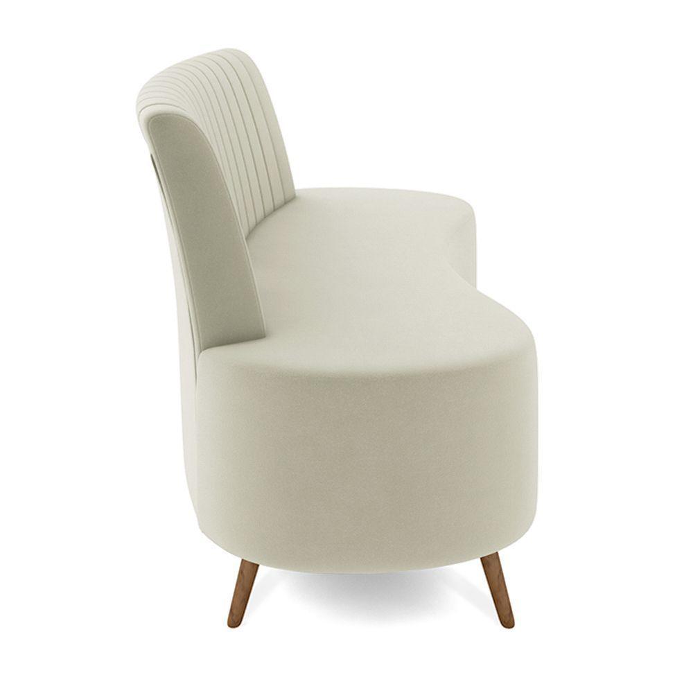 Sofá Living Decorativo 2 Lugares 1,35m Katara Bege Claro Veludo G33 - Gran Belo - 4