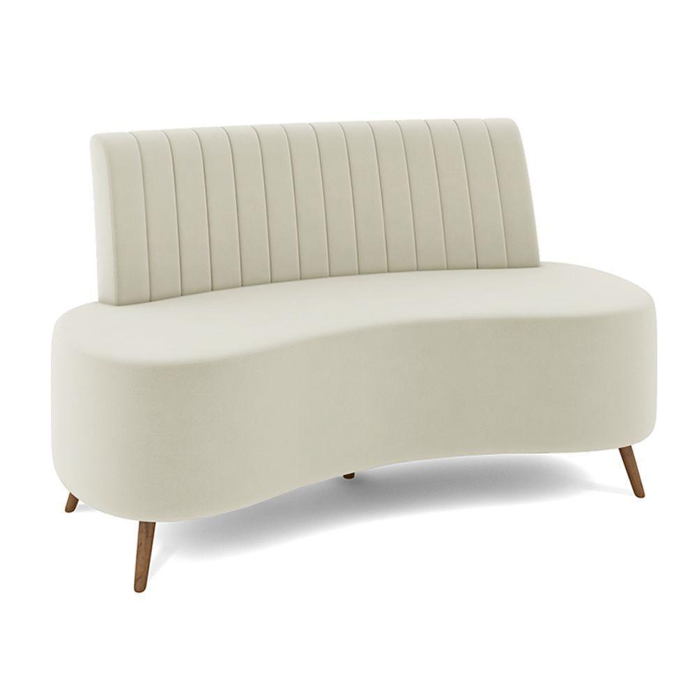 Sofá Living Decorativo 2 Lugares 1,35m Katara Bege Claro Veludo G33 - Gran Belo - 5