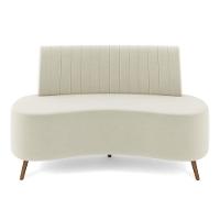Sofá Living Decorativo 2 Lugares 1,35m Katara Bege Claro Veludo G33 - Gran Belo - 9