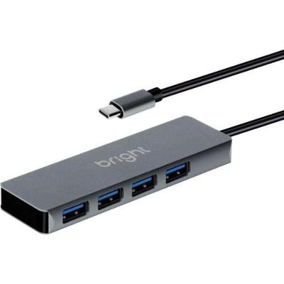 Hub USB HB001 com 4 Portas USB 3.0 Tipo C 5Gbps 4K Prata Bright