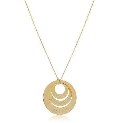 Colar Floratta Joias Mandala em Circunferências Banhado em Ouro 18k Dourado F027 Personalizável