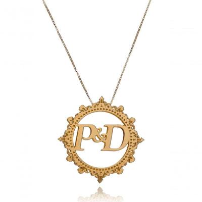 Colar Personalizado Floratta Joias Mandala Trabalhado Banhado em Ouro 18k F027 Único Feminino