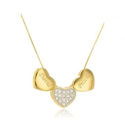 Colar Personalizado Floratta Joias F027 Banhado em Ouro 18k Dourado Feminino
